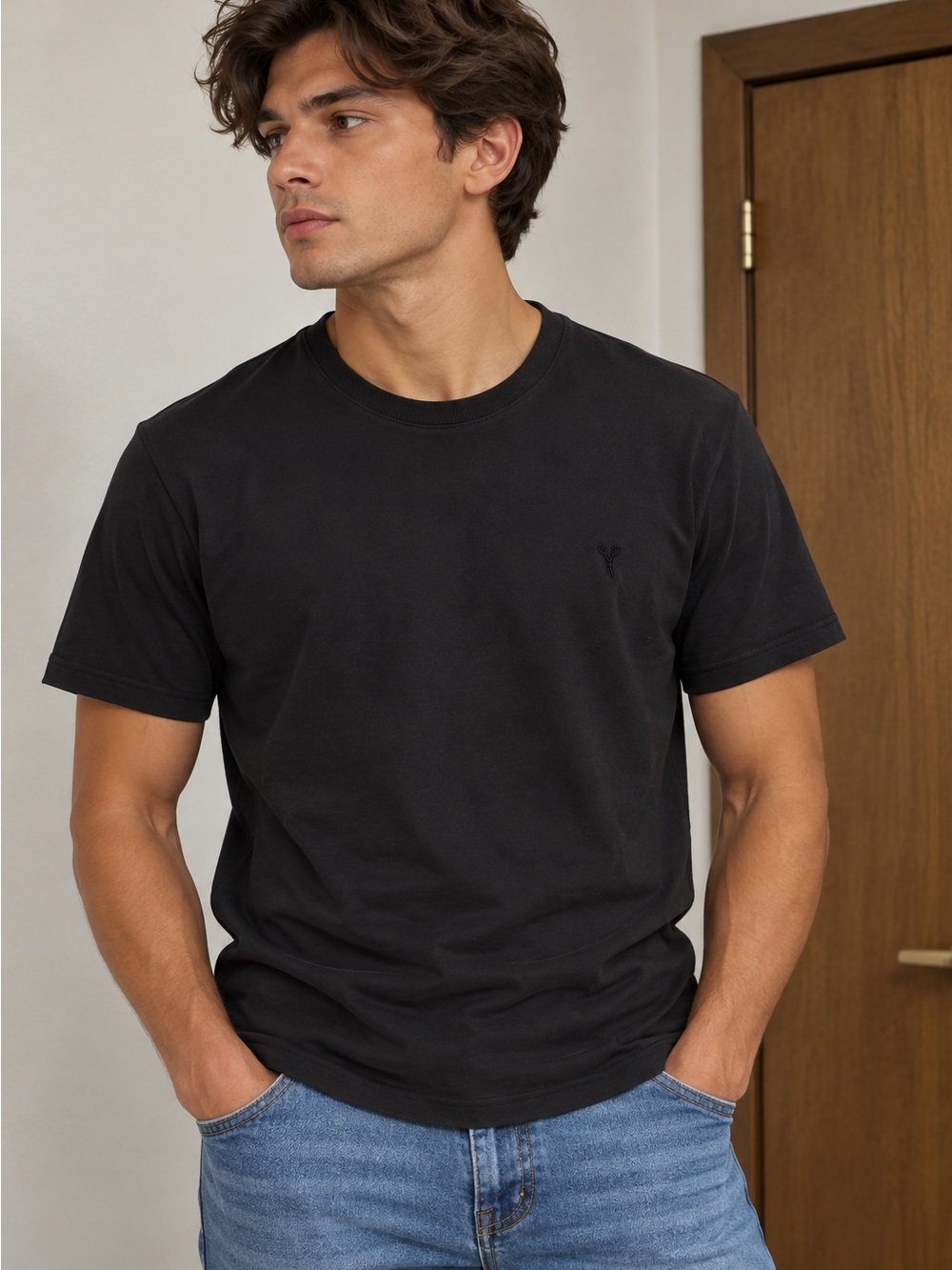 Men's Black Short Sleeve Crewneck T-Shirt